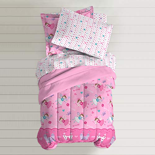 dream FACTORY Magical Princess Ultra Soft Microfiber Girls Comforter Set, Pink, Twin - Thumbnail 3