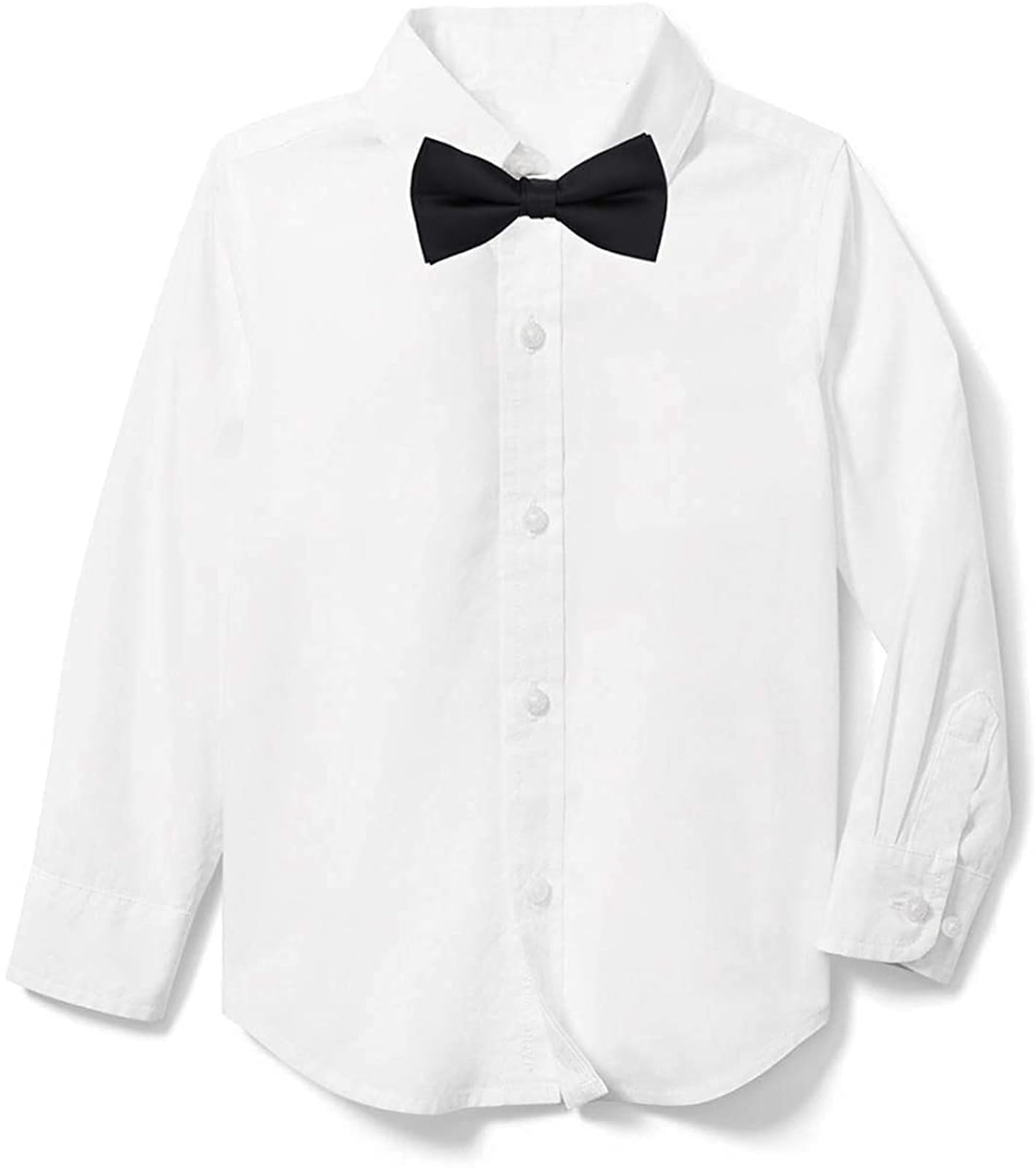 LOLANTA Camisa de Vestir Blanca para Niños, Uniforme Escolar, Camisa Oxford, Manga Larga, Abotonada, Ajuste Entallado