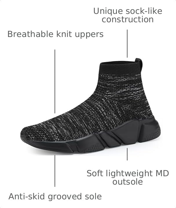 Image of Santiro Walking Shoes for Men Lightweight High Top Sneakers Breathable Knit Athletic Running Shoes Fashion Gym Sports Shoes