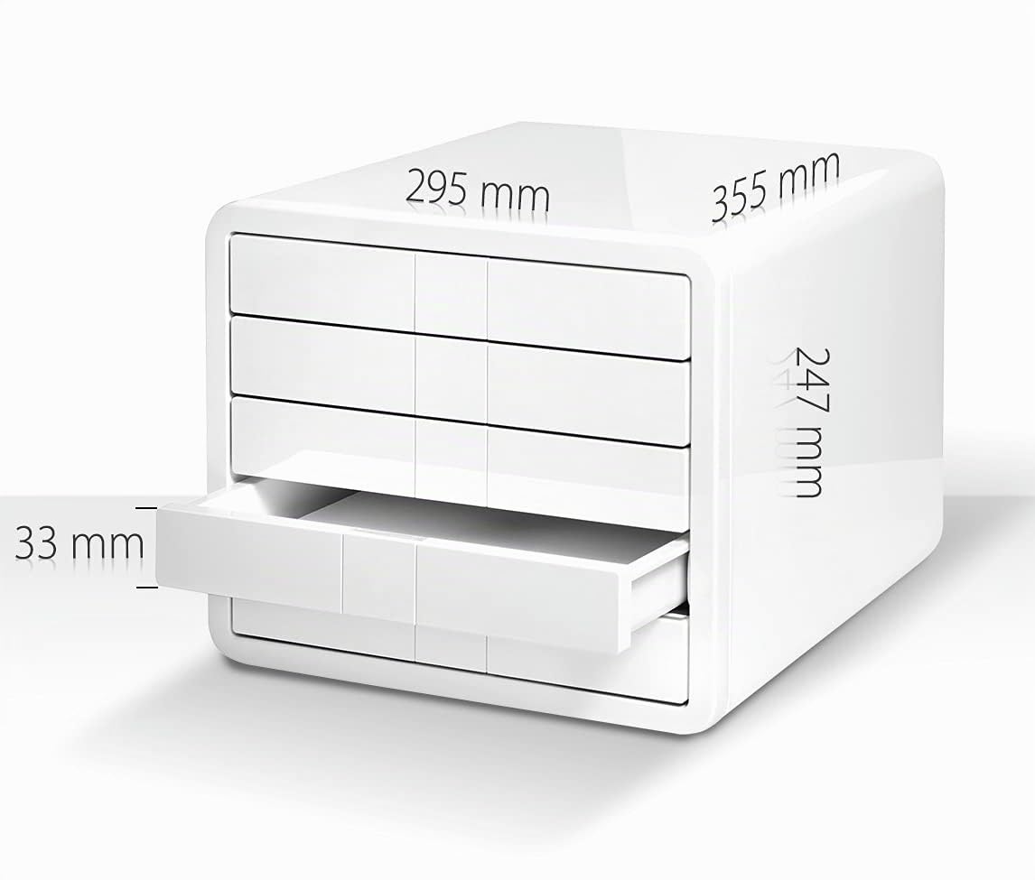 HAN 1551-12, Cassettiera i-Box, cassettiera innovativa e premiata in qualità superiore. Con 5 cassetti chiusi. Bianco.