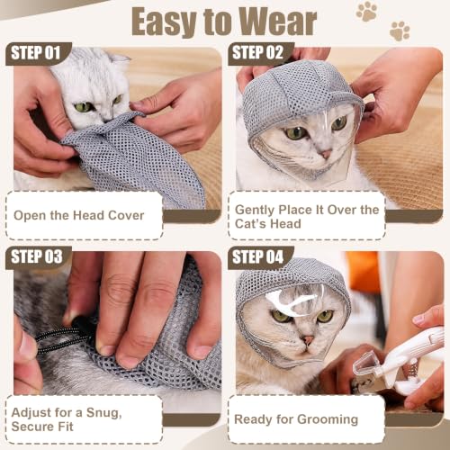 Adjustable Cat Muzzle for Grooming and Biting Prevention (S) | Breathable TPU Material for Nail Trimming, Bathing and Vet Visits, Helps Reduce Scratching - Image 7