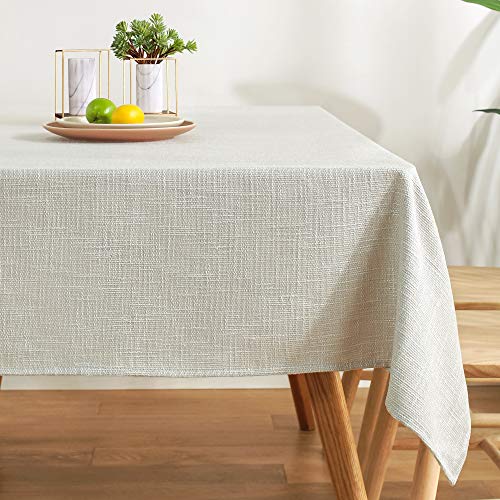 AmHoo Linen Tablecloth Burlap Rectangular Flax Heavy Duty Fabric Washable Table Covers for Home and Kitchen Dining Tabletop Decoration 54 x 84 Inch Beige