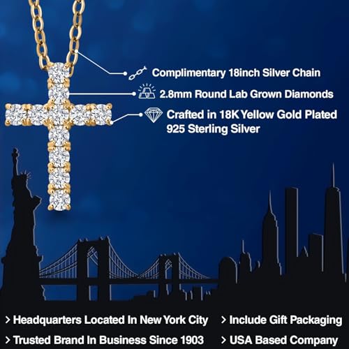 White Lab Grown Diamond Cross Pendant Necklace | 0.50-1.00 Cttw | 925 Sterling Silver | Jesus Christian Religious Crucifix Pendant for Women | DEF Color | VVS-VS Clarity | With 18 Inch Chain2