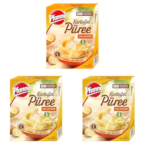 Pfanni Kartoffel Püree Das Lockere für ein leckeres Kartoffelgericht mit 100% deutschen Kartoffeln 3x 3 Portionen (Packung mit 3)