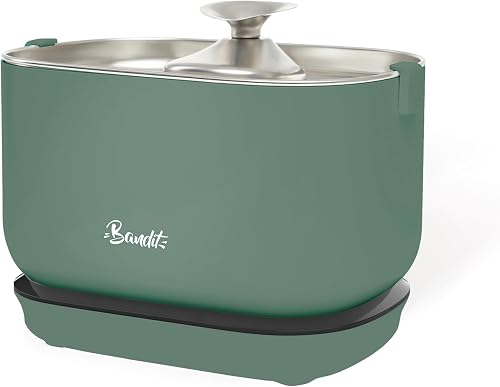 Bandit - Fontaine à Eau sans Fil pour Chat - Vert - Acier…
