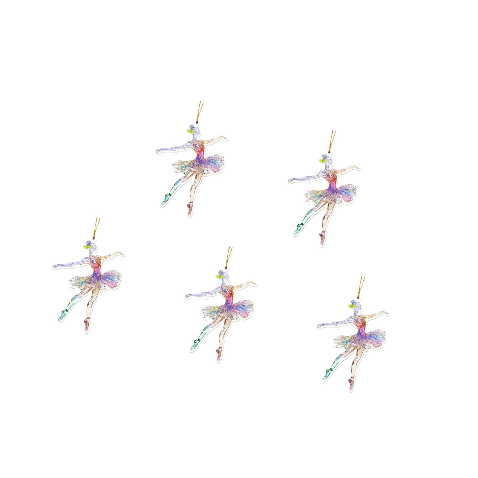 Buxuaaaa Of 5 Ballet Dancer Keychain Charm 2D Acrylic Pendants Hanging Ornament Home Decoration Dance Studio Accessories Ballet Girl Pendant
