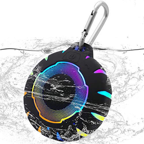 AURTEC Tragbarer drahtloser Außenlautsprecher Wasserdicht IP67, Bluetooth 5.0, RGB-Licht, 5 W leistungsstarker Bass und TWS-Stereoklang für Outdoor, Sport, Pool Party