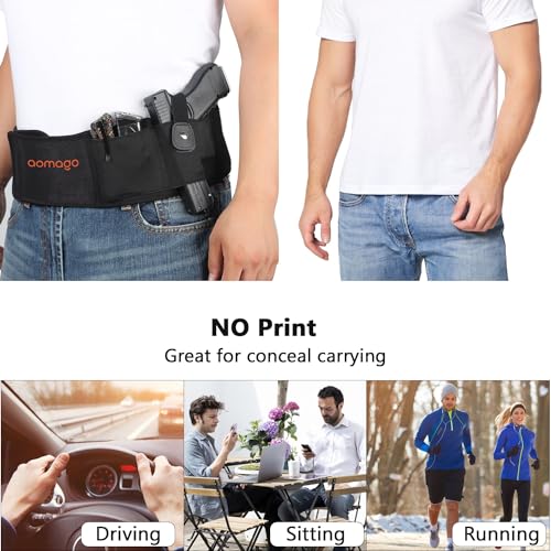 Aomago GH02 Belly Band Holsters For Men Women With Extra Mag Pouch - Small Adjustable Waistband, Gun Holster Fits Glock thumb #6