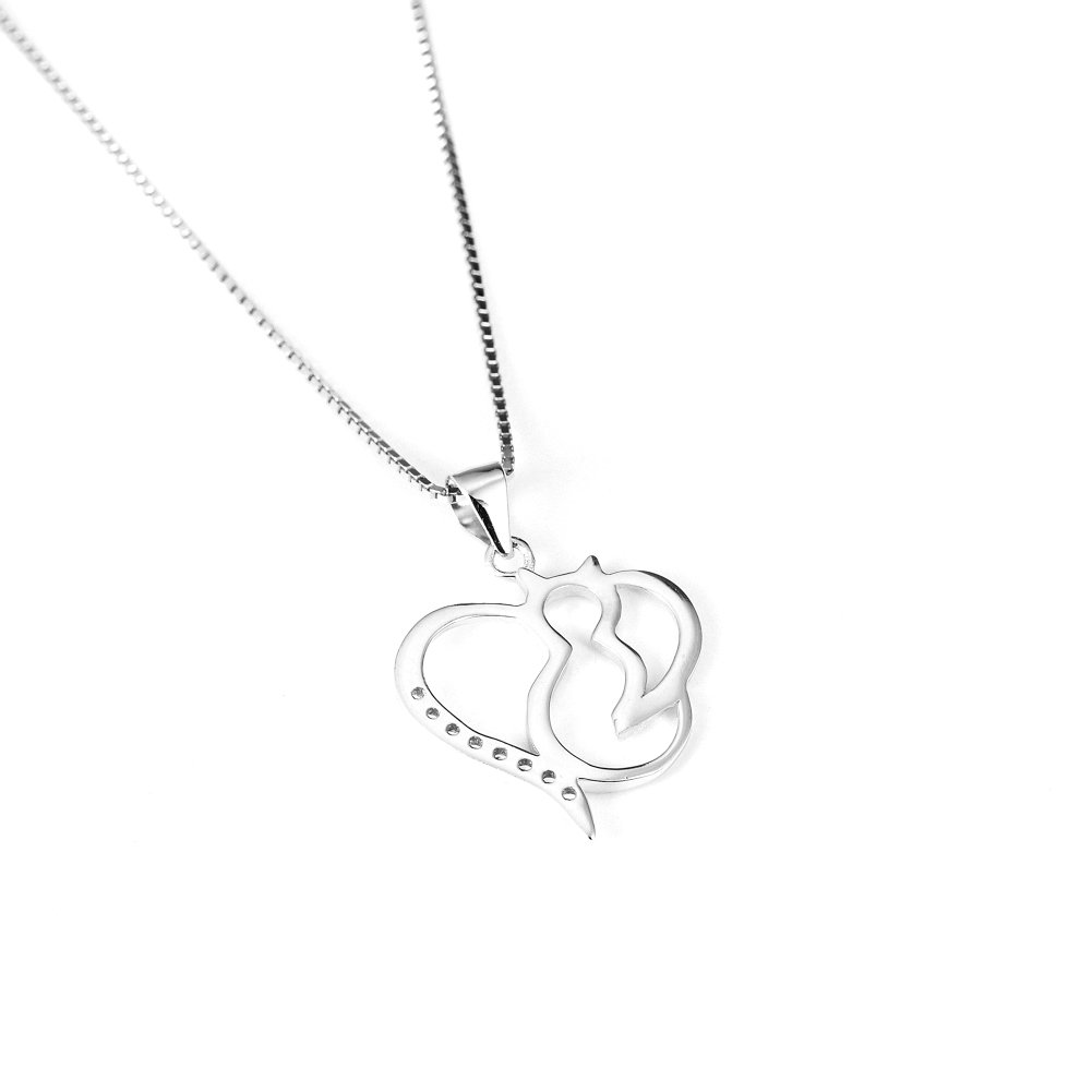 YFN Chat/coccinelle/licorne/pingouin Collier en argent sterling 925 avec pendentif animaux Bijoux fantaisie Cadeaux pour femmes et filles, Normal, Argent sterling, Pas de gemme