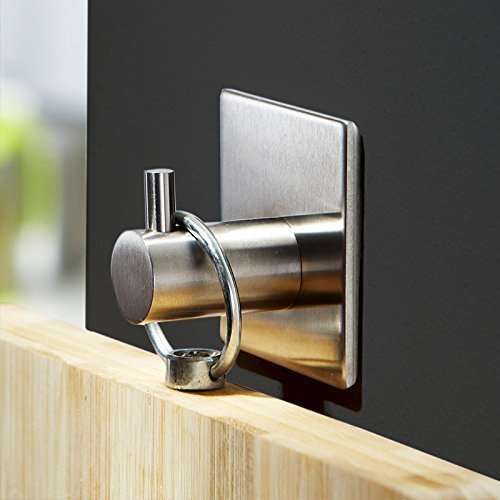 SUS 304 Stainless Steel 3M Self Adhesive Bathroom Kitchen Towel Hanger Rack Wall Mount Brushed Finish (1-Hook)