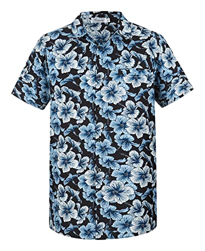 Image of Yoimira Hawaiian Shirts for Men, Print Mens Casual Short Sleeve Button Down Shirts Floral Aloha Beach Shirt