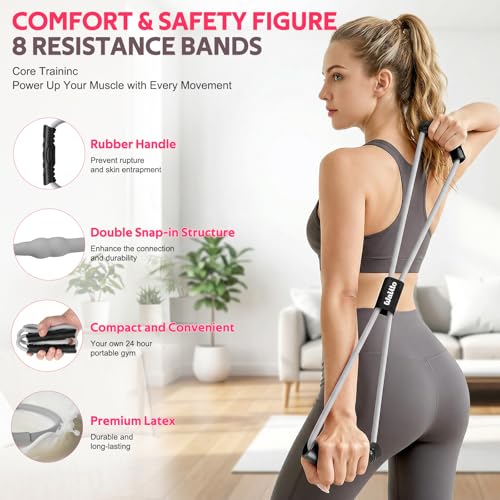 Image of WALITO 15 PCS Pilates Kit, Adjustable Pedal Resistance Band with Handle, Figure 8 Resistance Band for Exercise Women, At Home Workout Equipment Set with Yoga Ball & Booty Bands for Full Body Gym