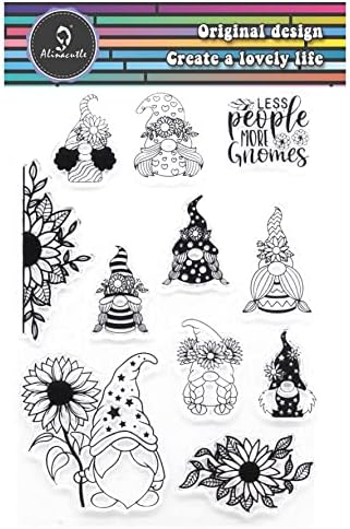 Alinacutle Clear Stamps , Silicon Stamp,Paper Craft Ink Stamps,Scrapbooking and Album, Handmade Card Transparent Stamps（Less People More Gnomes）