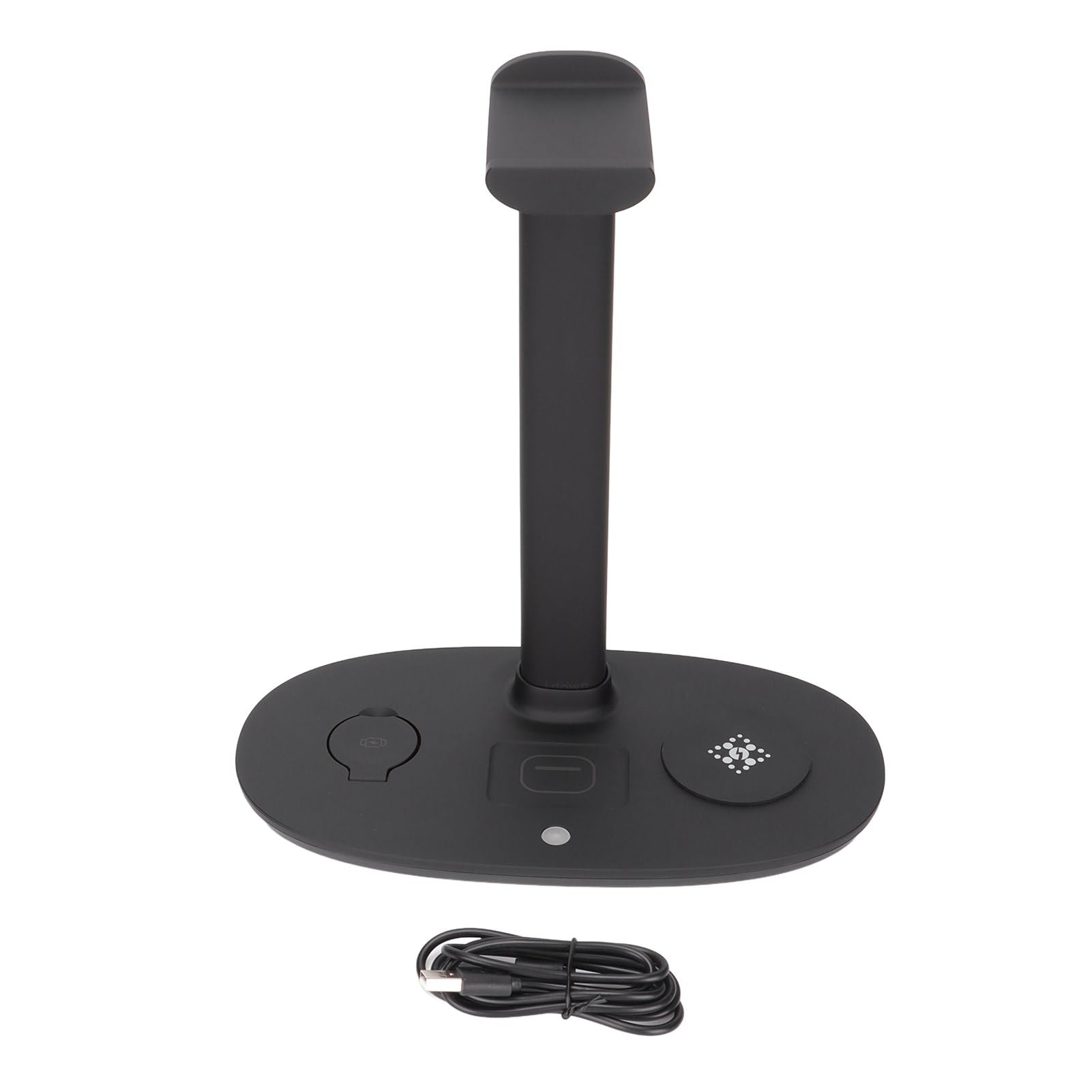 Luocute Supporto per Cuffie Caricabatterie Wireless 4 in 1, Stazione Dock di Ricarica Rapida da 15 W, Gancio di Ricarica per Cuffie da Tavolo con Design Staccabile, per Hotel di Viaggio Ufficio