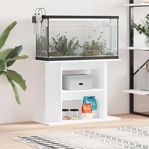 Chaduof Soporte para acuario, color blanco, 80 x 35 x 60 cm, material de madera, armario para acuario, armario para acuario, mesa de acuario, soportes para acuarios