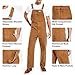 HISEA Men's Relaxed Fit Duck Bib Overall with Adjustable Straps and Convenient Tool Pockets Brown