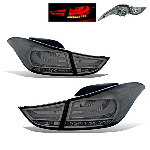 Sppc Smoke Led Tail Lights Assembly Set For Hyundai Elantra (4 Pcs) - (Pair) Driver Left And Passenger Right Side Replacement #TOP19