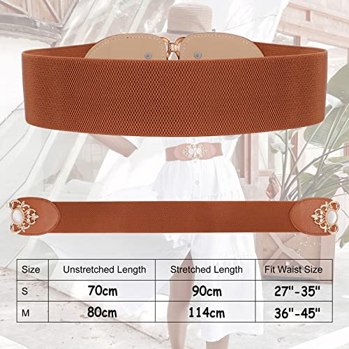 Whippy 3 Pack Women Wide Elastic Waist Belt Vintage Stretchy Waistband Fashion Ladies Belts For Dresses Black Brown Beige S #TOP4