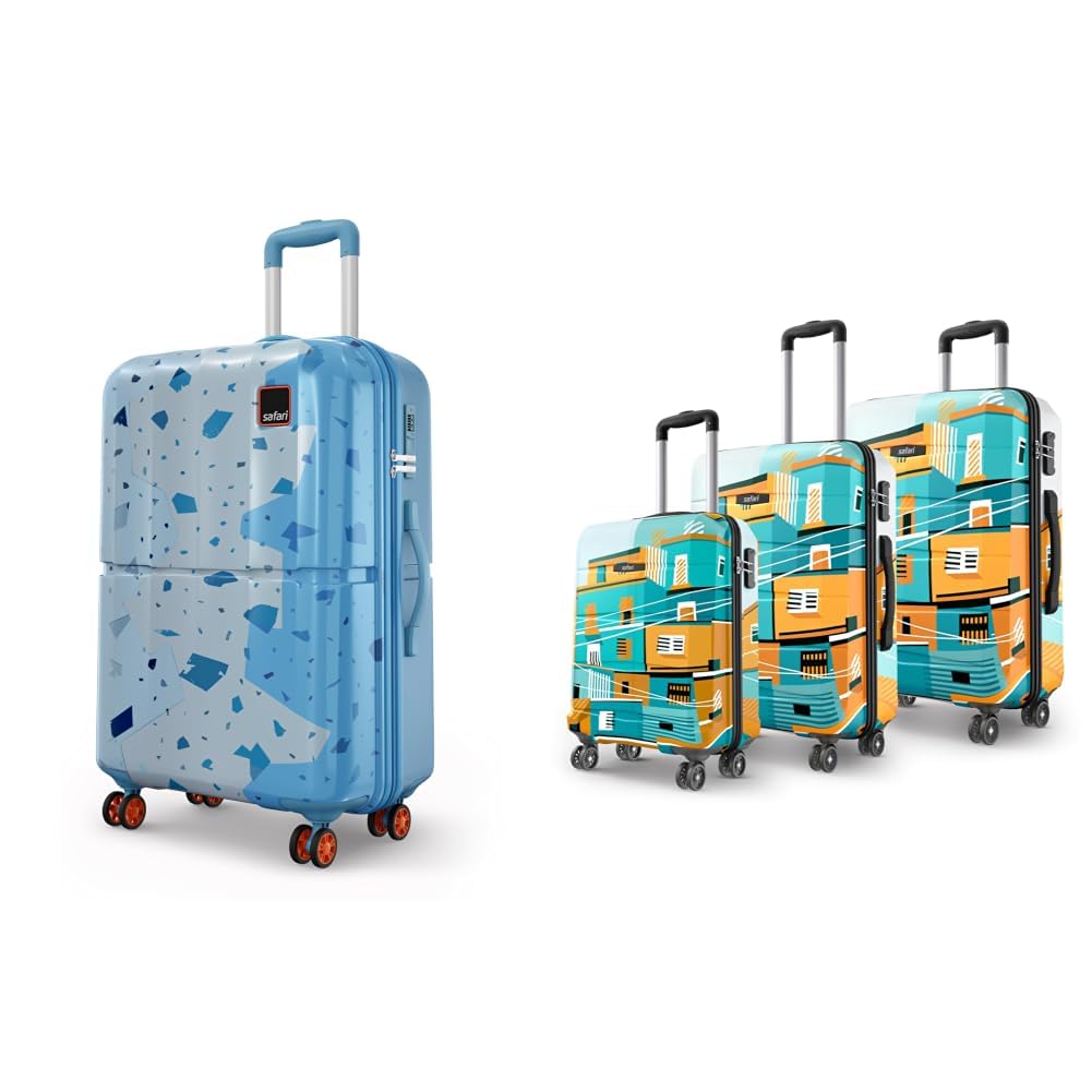 Tazzo 8 Wheels 66cm Medium Size Trolley Bag, Hard Case Polycarbonate, 360º Wheeling Small + Oasis 55, 65 & 77 Cms Polycarbonate Trolley Bag, Printed Cabin 8 Wheels Spinner Travelling-image-16