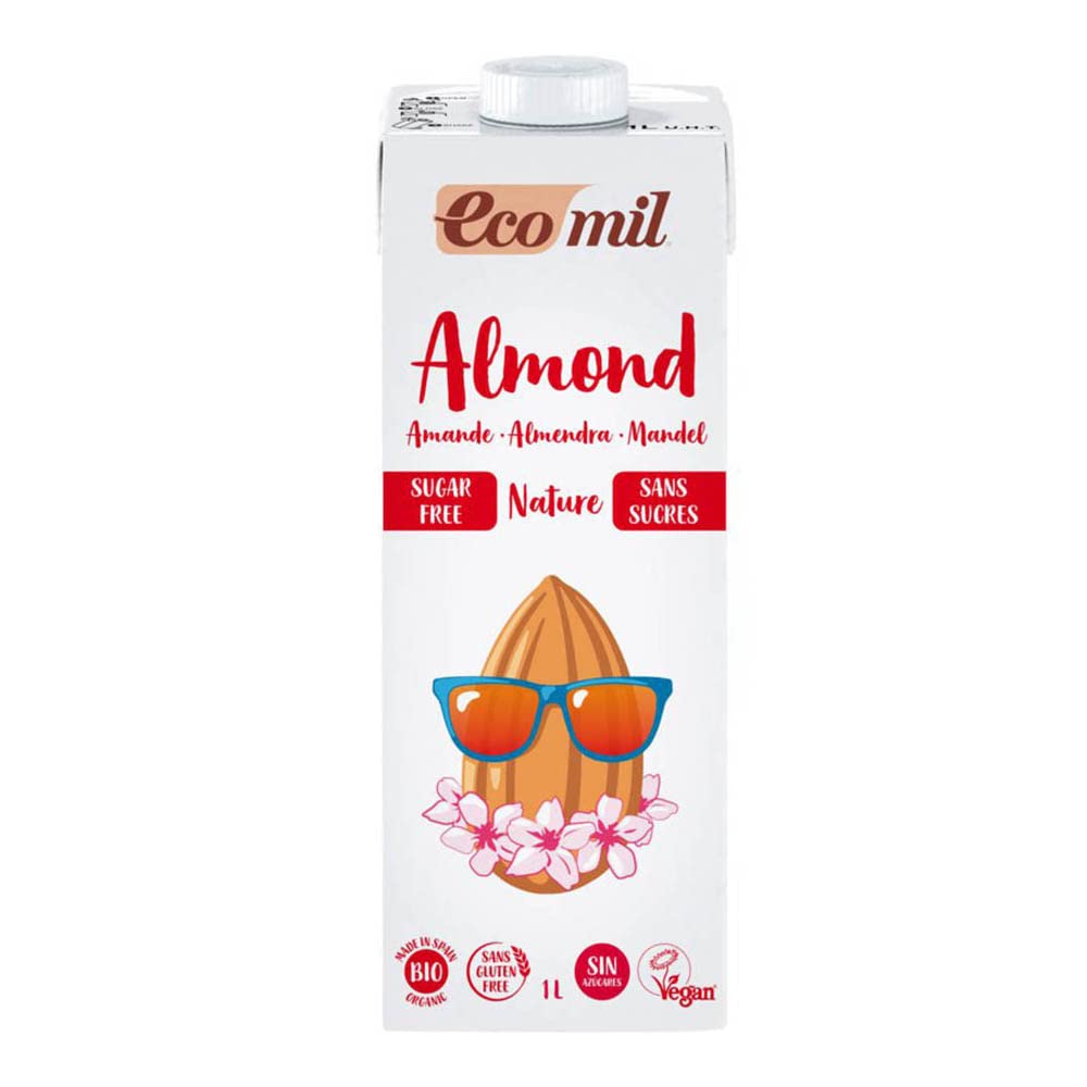 Ecomil - Bevanda di Mandorle Bio (senza zucchero), 6 pezzi da 1 litro