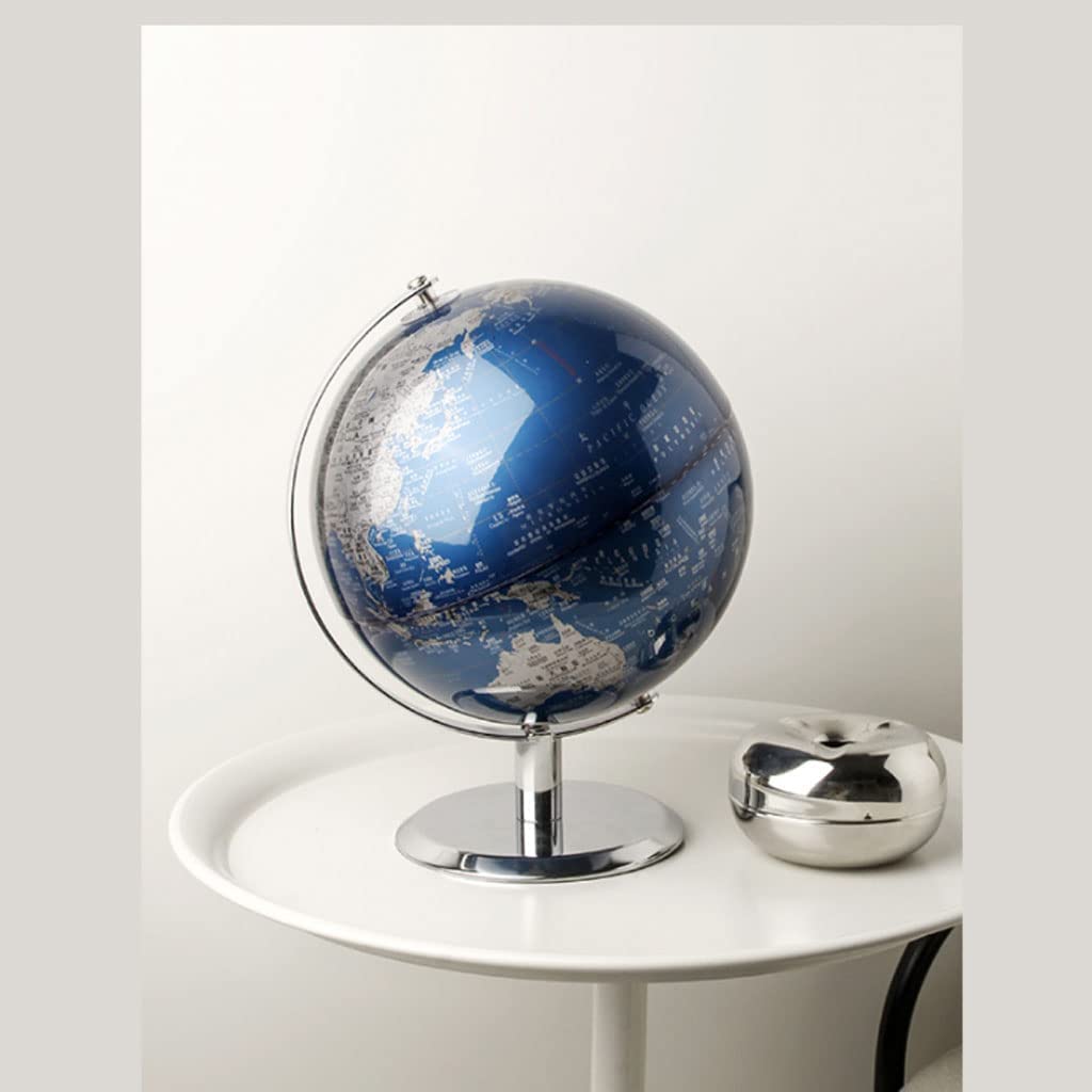 POCHY Globos Terráqueos Globo con Soporte de Metal Globos Globo terráqueo Azul HD para niños y niñas en el Aprendizaje Globos geográficos Regalo Fino y Claro