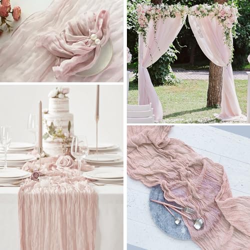 Bluetop CLOTH TABLE RUNNER S, 10Ft Gauze Table Runner Rustic Boho Table Runners Bulk Romantic Wedding Cheese Cloths Table Decor For Bridal Baby Shower Birthday Party Thanksgiving Day thumb #7