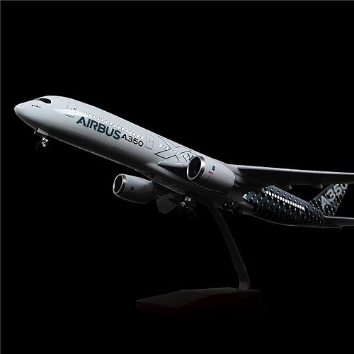 Miniatura 4 de 24-Hours Modelo de avión Aisbus 350 XWB de 18 pulgadas 1142 con luz LED control táctil o sonido para decoración o regalo