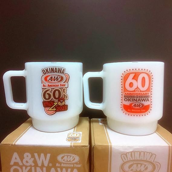 Amazon.co.jp: A&W 沖縄 60th オールド ミルク ガラス スタッキング 