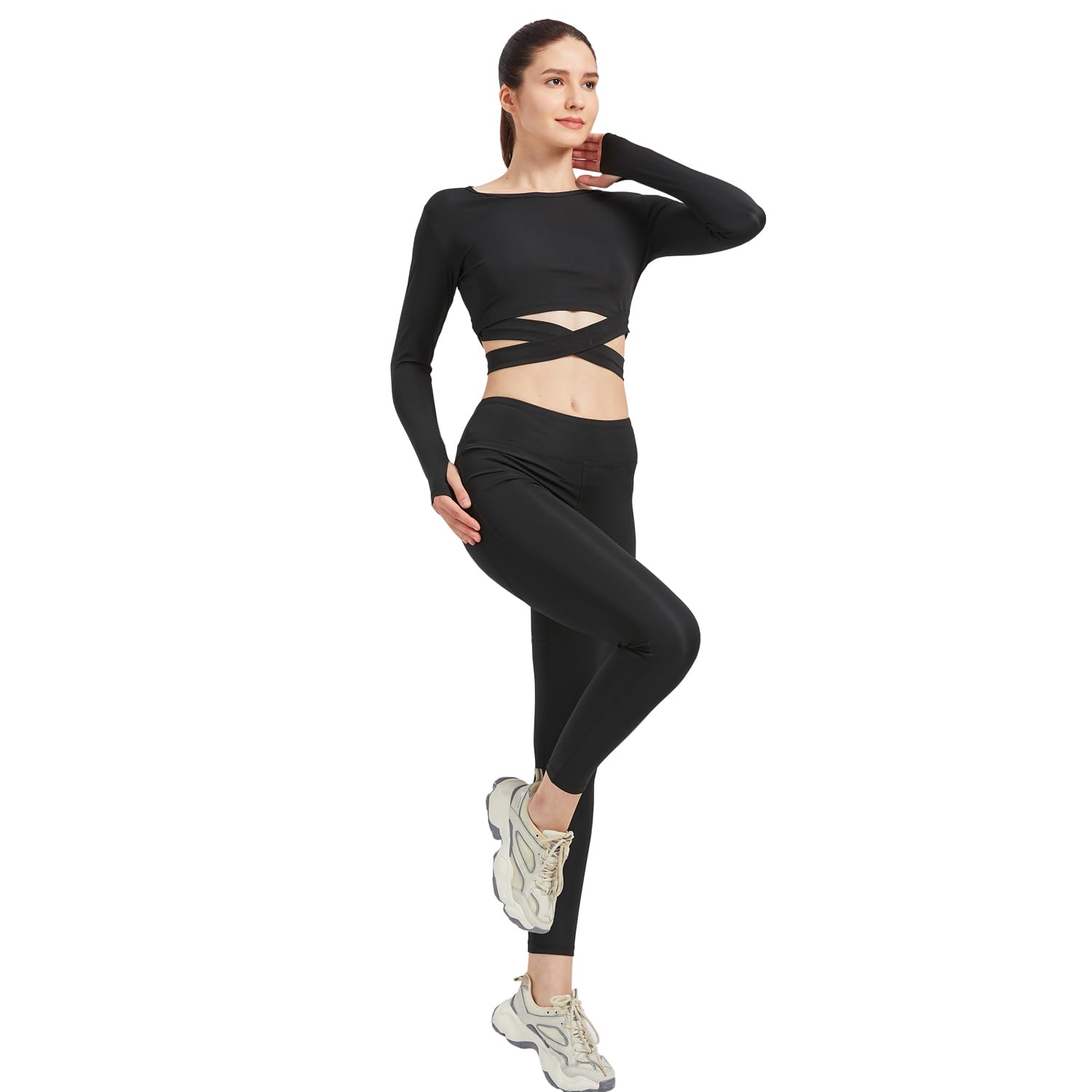 Set da allenamento da donna, per yoga, corsa, atletica, palestra, esercizi, abbigliamento sportivo, tuta, 5 pezzi