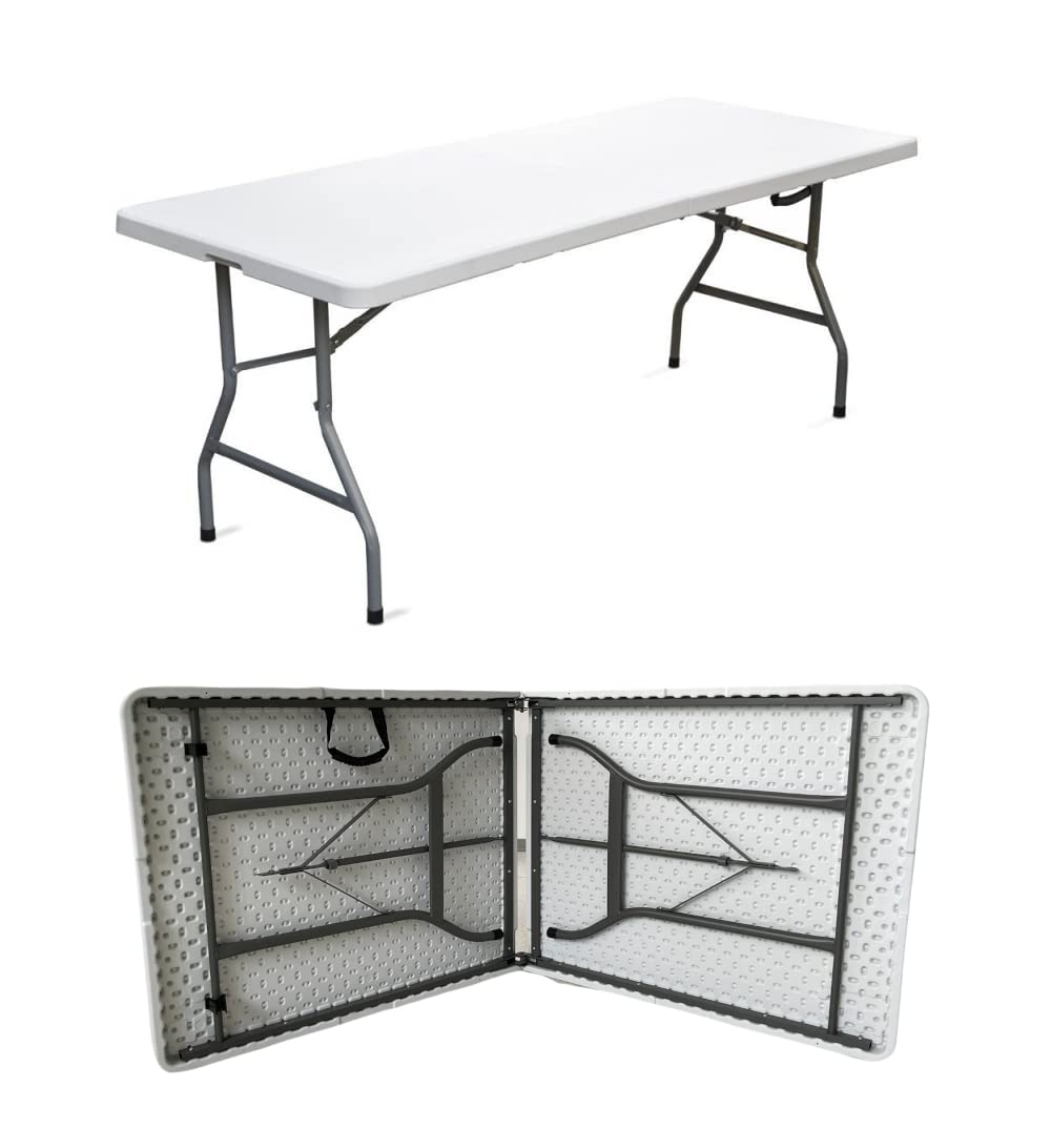Tavolo Pieghevole Richiudibile 180x75x72 cm Bianco per Feste Sagre Fiere Giardino Campeggio