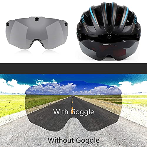 Shinmax Casque Vélo Homme Femme Casque Vélo avec Lumière USB Autocollant Lumineux Casque Velo Adulte avec Magnétiques Visière Casque VTT Certifié CE, Casque vélo Route Cyclisme Ville 57-62CM(RC-049) - Image 7