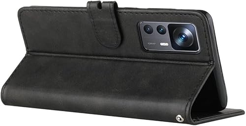 Miniatura 2 de Funda con tapa para Xiaomi 12T 5G, Mi 12T Pro 5G Funda tipo cartera con función atril magnético, ranura para tarjetero, diseño retro a rayas, funda