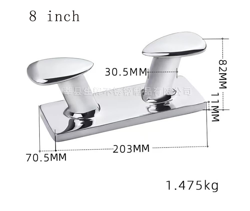 TANFEI 1 Pcs Double Horn Bollard Boat Cleat Heavy Duty Marine 316 Stainless Steel (8 inch)