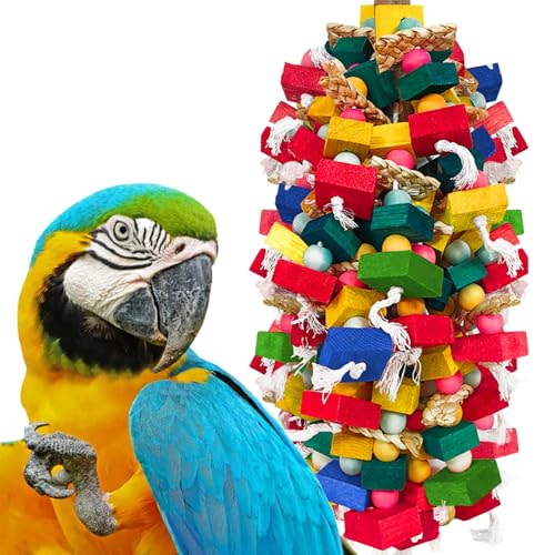 HZDZ LCPAW Extra Large Bird Toys for Macaws Cockatoos Amazons Chew - Natural Wood Parrot Chewing Toy with Foraging Bird Cage Activity Center