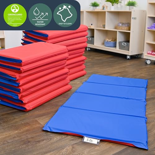 Image of Children's Factory Nap Mats, 1 inch Thick Toddler Sleeping Mats for Preschools and Daycares, Comfortable and Soft 4 Section Folding Nap Pad