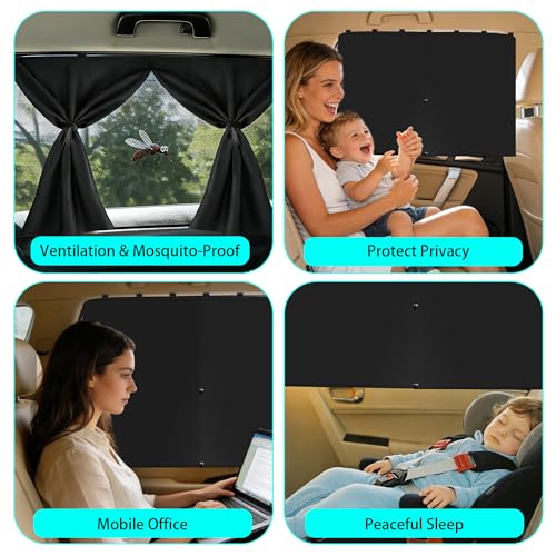 Car Window Shades, 2 Pack Magnetic Double-Layer UV Protection Sun Shade, Adjustable Side Windows Curtains, Full Privacy & Safety for Baby Kids Adults, Universal Fit for Most Vehicles by zeykie - Image 7