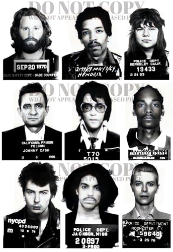 Láminas decorativas de rock con fotos de mugshots de música en un set de pósteres de 11x16