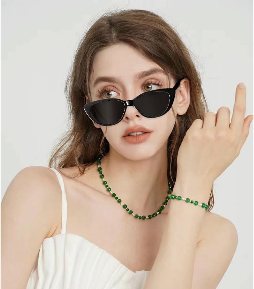 Vintage Narrow Cat Eye Sunglasses,UV Fashion High Pointed Goggles for Women Plastic Frame,4 Pieces - Image 3