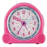 LERNWECKER: Uhrzeit leicht mit 3 Farben lernen; Rosa für die Stunde; Hellblau für die Minute und Violett für die Weckzeit