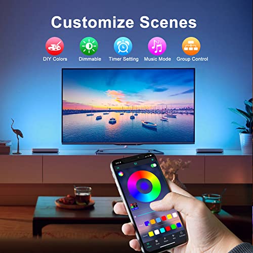 Image of PSTAR LED Strip Lights 65.6ft Music Sync Color Changing RGB Led Lights for Bedroom with App Control Bluetooth LED Lights,USB-Powered for Bedroom Room Apartment Kitchen Party Decorations