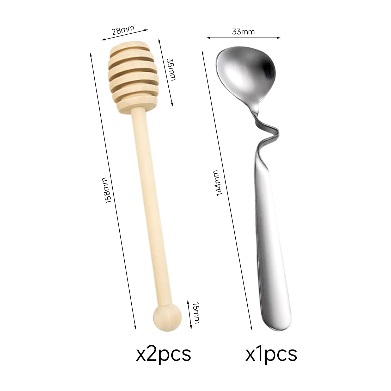 Pack De 2 Cuillères à Miel En Bois - 20 Cm - Artema - Fabriqué En Espagne
