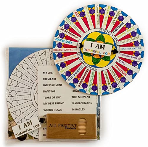 I Am Thankful for Affirmations Gratitude Spinner - Stress Relief, Appreciation, Positivity Activity - Self-Care, Coloring, Arts, Crafts, Journal - Thankfulness Gift for Adults, Kids, Families