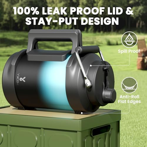 Image of 1 Gallon Insulated Water Bottle for Sports: Meoky 128 oz Triple Wall Vacuum Stainless Steel Water Jug - Top and Side Handles, Cold for 48 Hrs, 2-in-1 Straw and Spout Lid, Leak Proof for Hiking (Cyan)