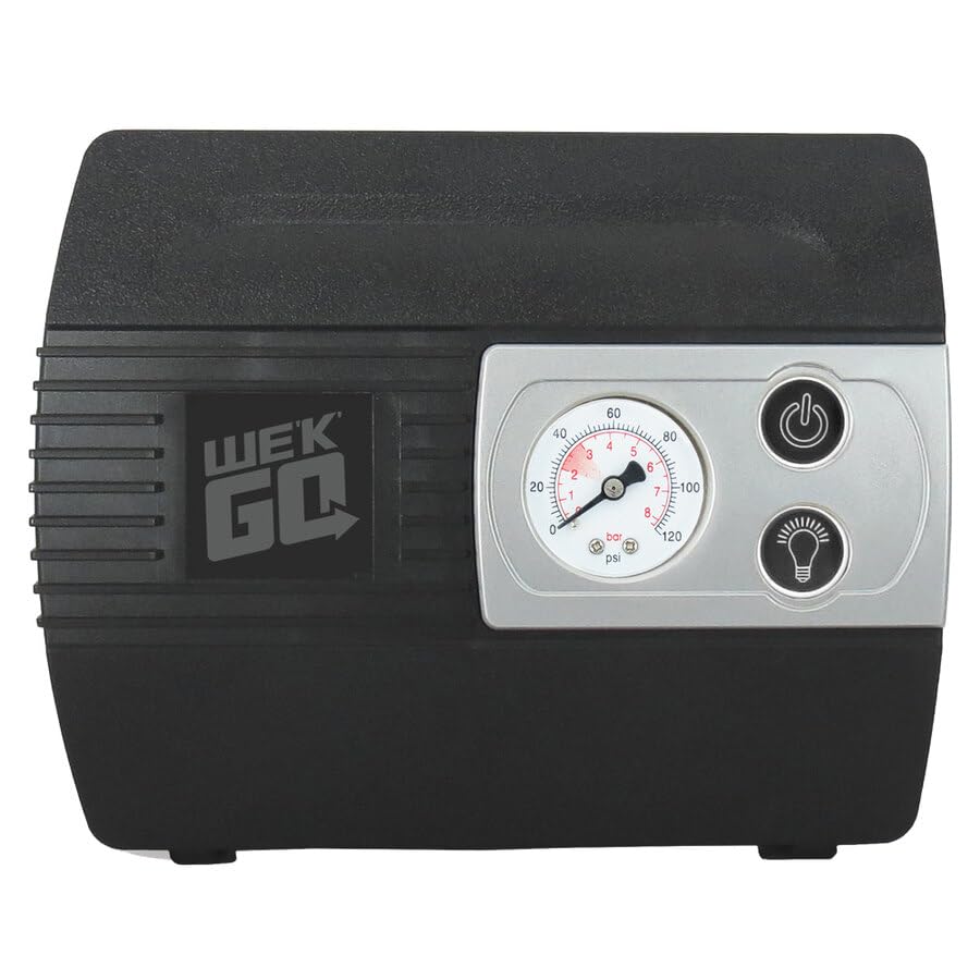 WEKGO Compressore Portatile 12V | Luce LED | Gonfia in 7 Min | Multifunzione