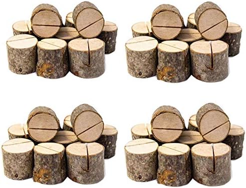 Senover Rustic Wood Table Numbers Holder Wood Place Card Holder Party Wedding Table Name Card Holder Memo Note Card (40pcs)