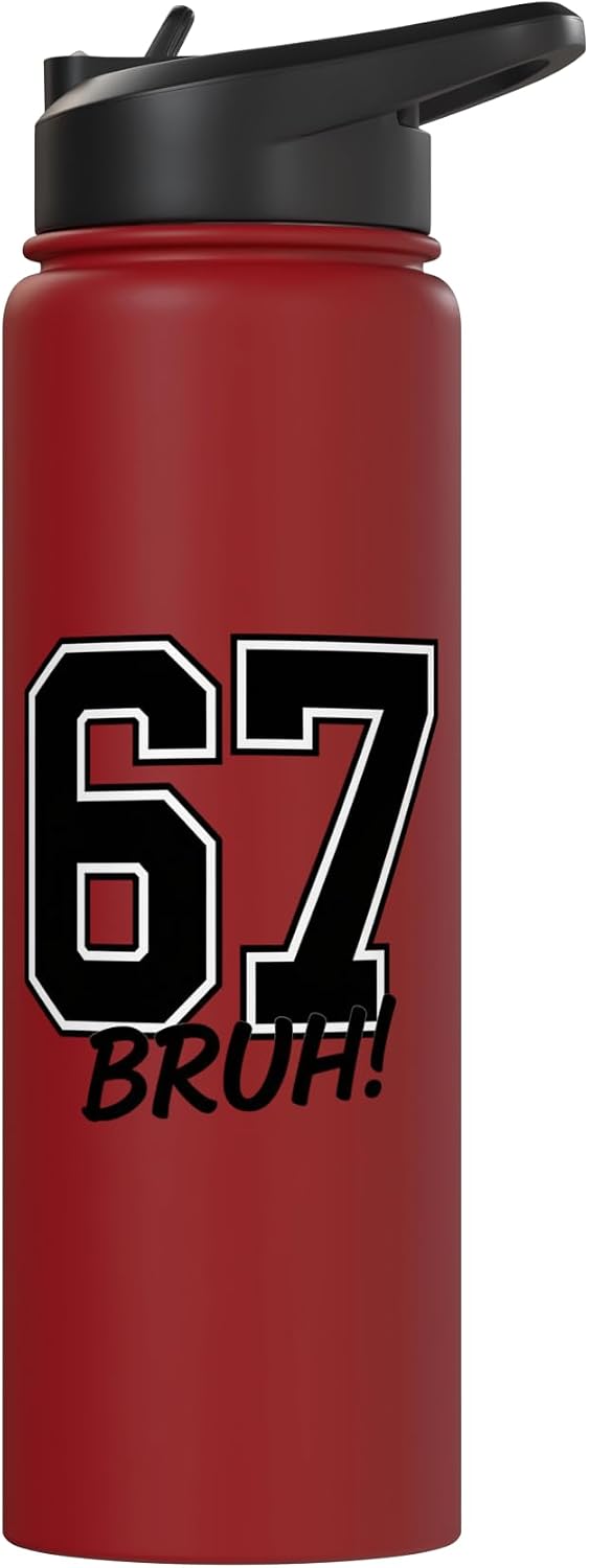 67 Bruh Funny Kids Internet Meme Number 67 Sports Fan Stainless Steel Insulated Water Bottle