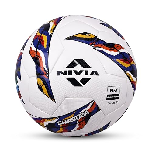 Image of Nivia Shastra Thermobond Football, Match Ball, 8 Panels, Soft-Touch PU Leather Cover, Latex Bladder, to Play On Both Natural and Artificial Grass (Multicolor, Size - 5)