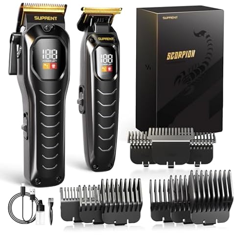SUPRENT Cordless Hair Clippers for Men - Professional Hair Clippers & Trimmers Set, Wireless Hair Cutting Kit for Family, Rechargeable Hair & Beard Trimmer Set for Men with LED Display Cover