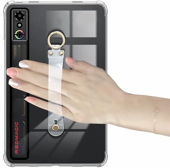 Clear Case for RedMagic Astra/Tablet 3 Pro, Ultra Slim Protective Sleeve Cover with Built-in Wrist Strap, Soft Flexible TPU Case for Red Magic Astra Gaming Tablet Protection (translucent black)