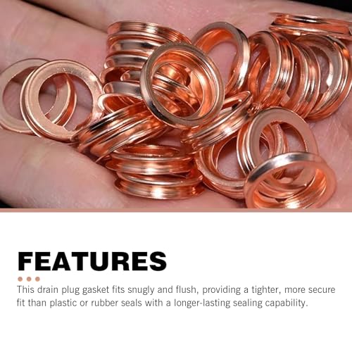 Image of 24 PCS M12 Oil Drain Screw Gasket, T2 Copper Engine Oil Drain Plug Compression Sealing Washer, Compatible with Nissan X-Trail New Nissan Teana /Sunny Livina Sylphy Tiida (Gold)